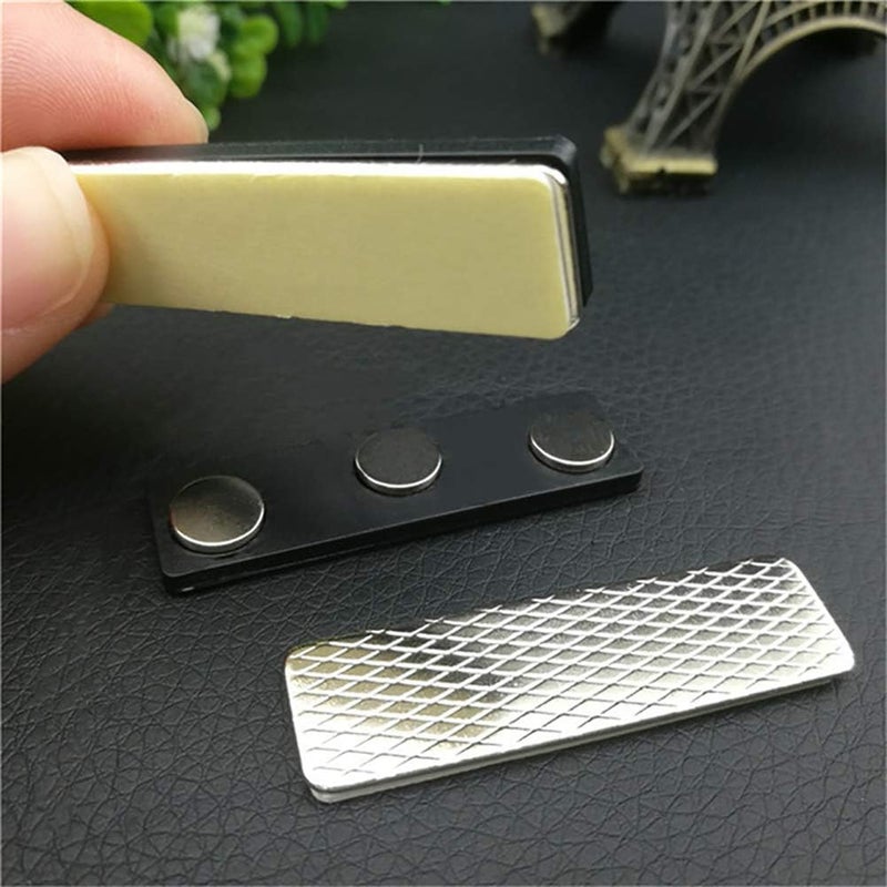 Onwon 20 Pieces Name Badge Magnets Magnetic Name Tag Holders ID Fastener Clip with Three Premium Strength Neodymium Magnets and Adhesive Backing - No Holes in Your Fine Jackets or Shirts, Black - Image 3